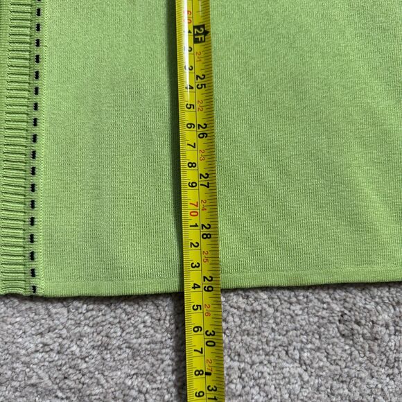 Exclusively Misook Cardigan Sz XL Lime Green Black Knit Hook Closure Long Sleeve - Picture 9 of 16